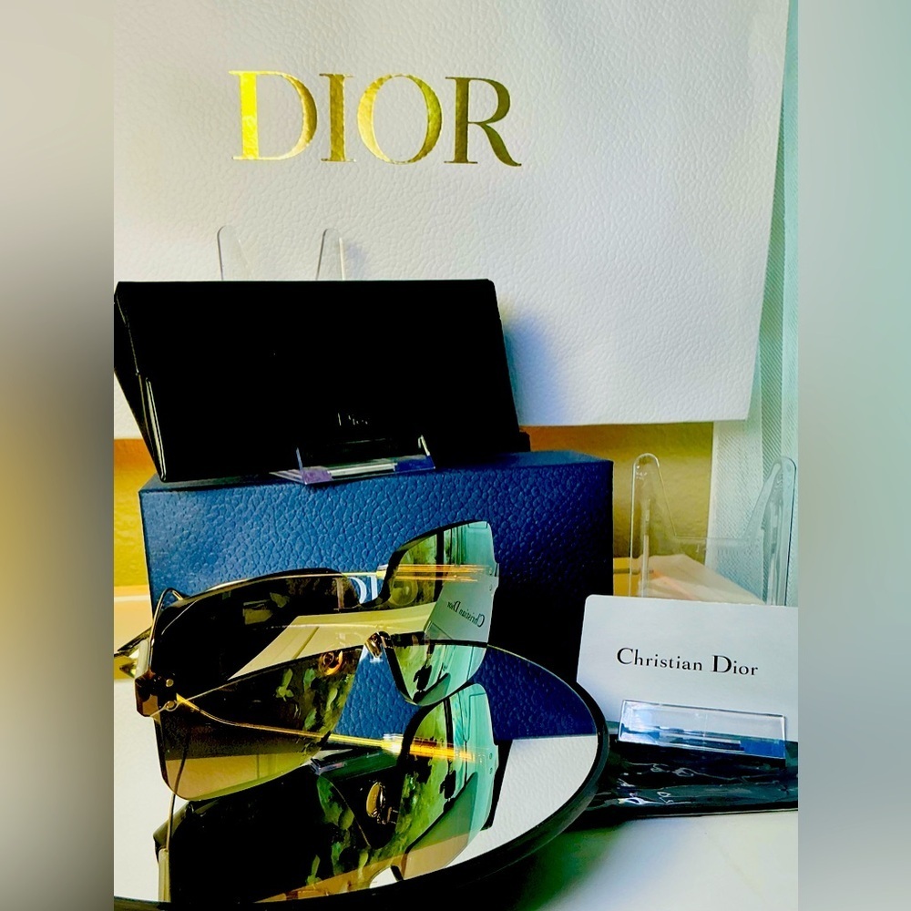 Christian Dior Color Quake 1 Sunglasses | Gold Lens Shield | New with Case & Box